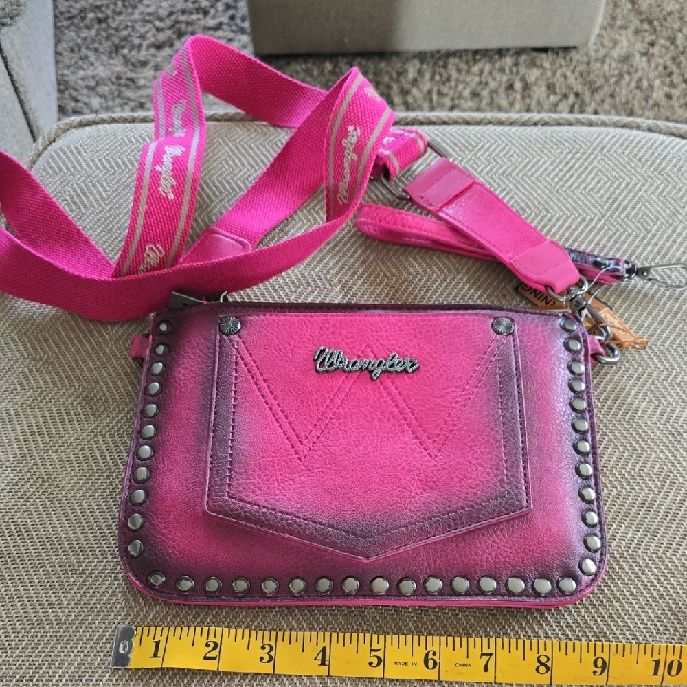Wrangler Pink Studded Wristlet/ Crossbody